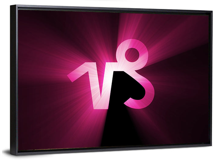 Glowing Capricorn Symbol Wall Art as a framed canvas