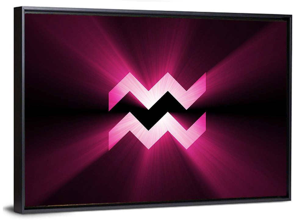 Magenta Aquarius Symbol Wall Art