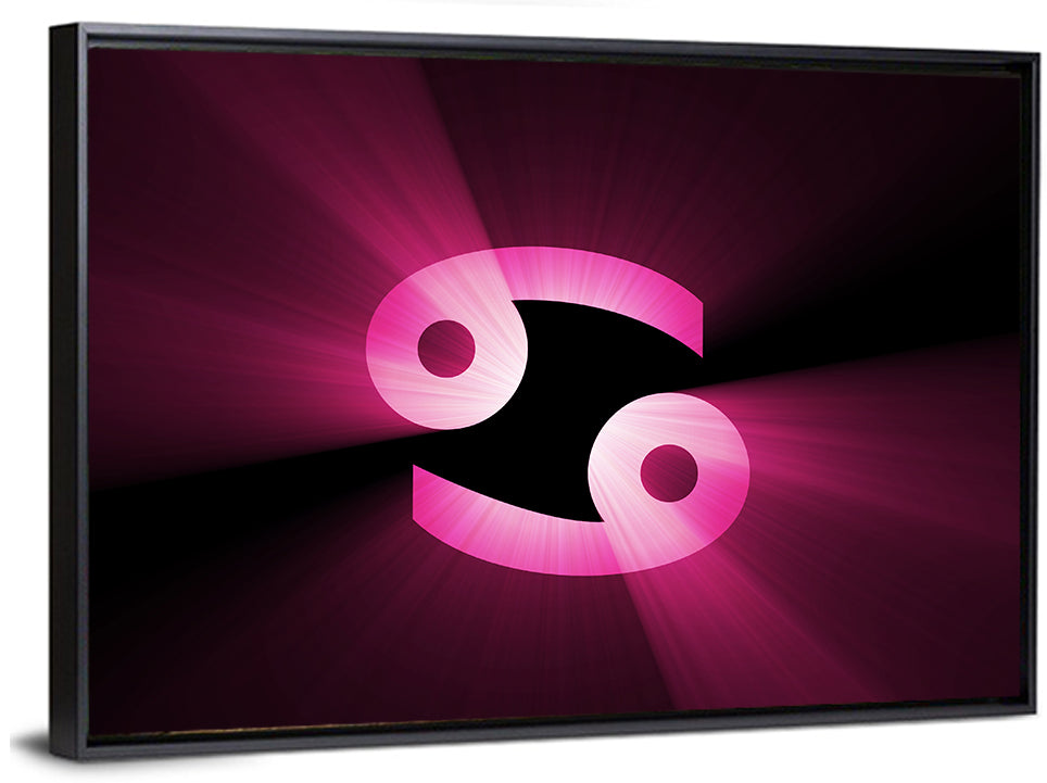 Glowing Pink Cancer Symbol Wall Art