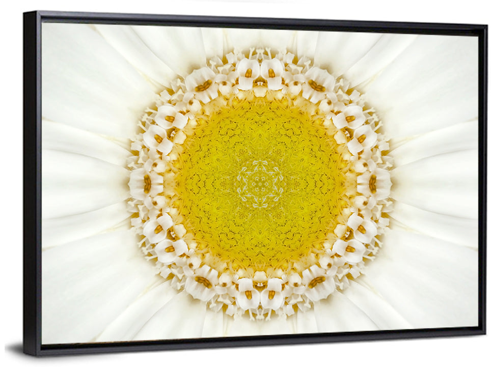 White Flower Mandala Kaleidoscope Wall Art