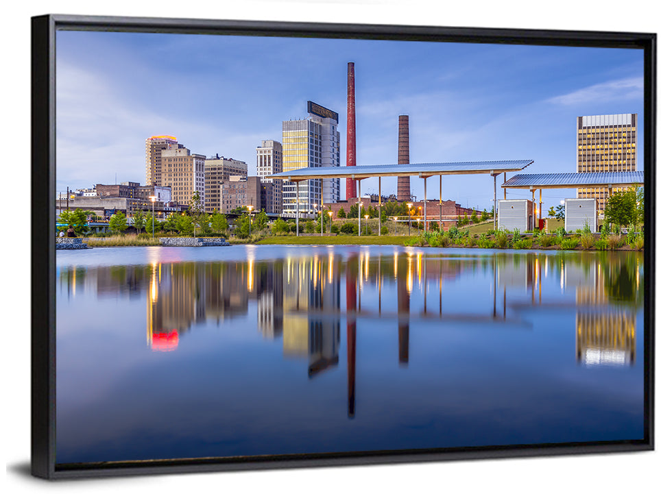 Birmingham Skyline Reflection at Twilight Wall Art