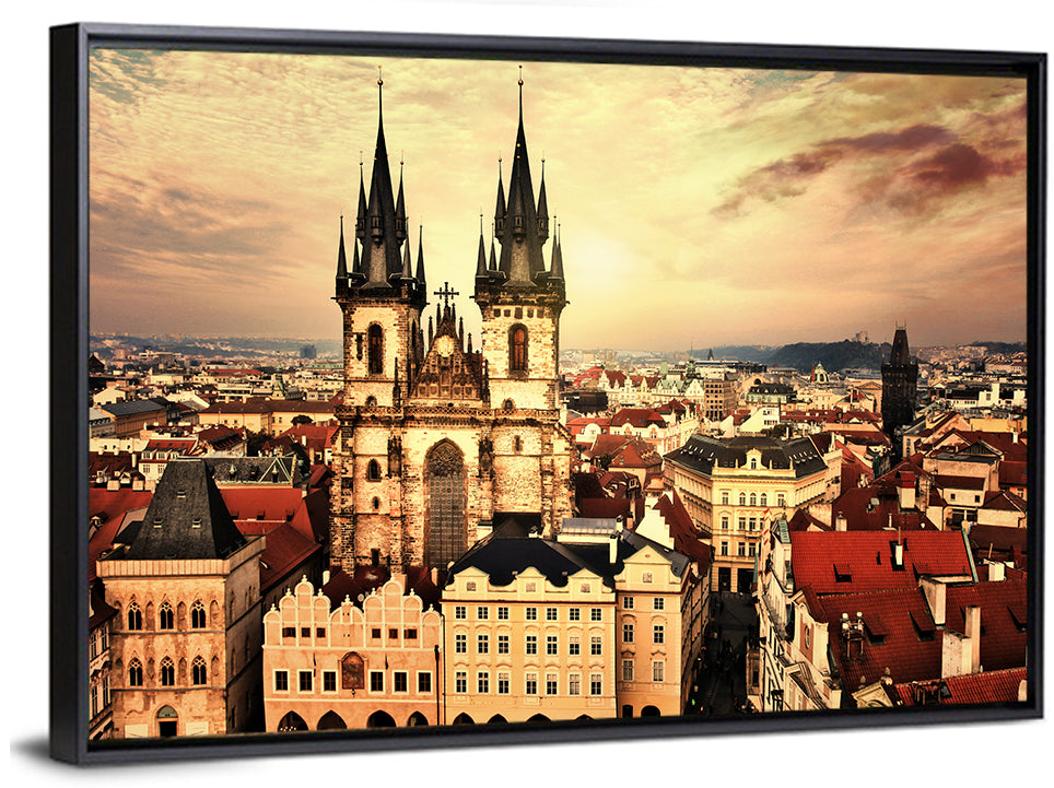 Prague Old Town Skyline at Golden Hour Wall Art