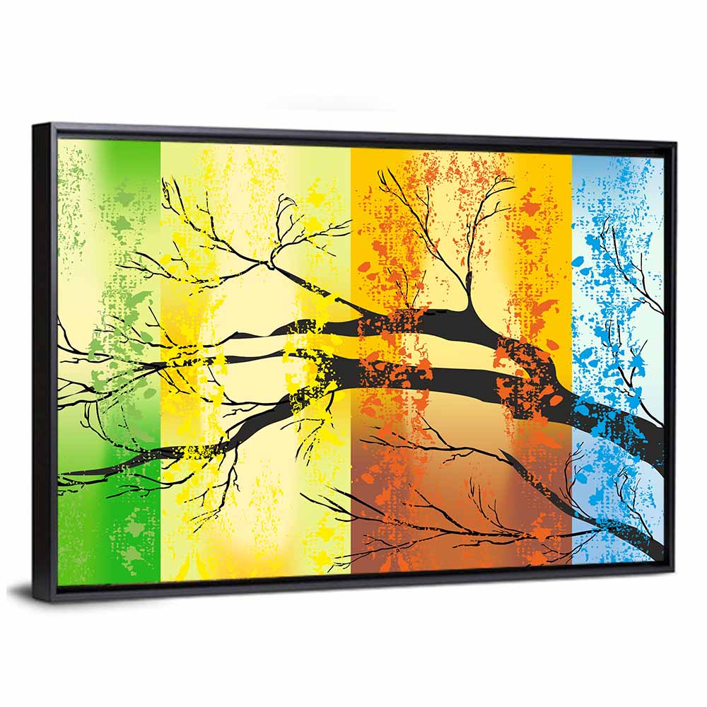 Four Seasons Tree Silhouette Wall Art