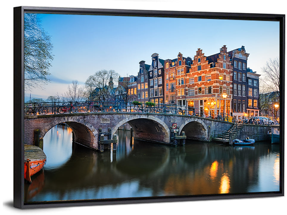 Brouwersgracht Canal Bridge at Dusk Wall Art