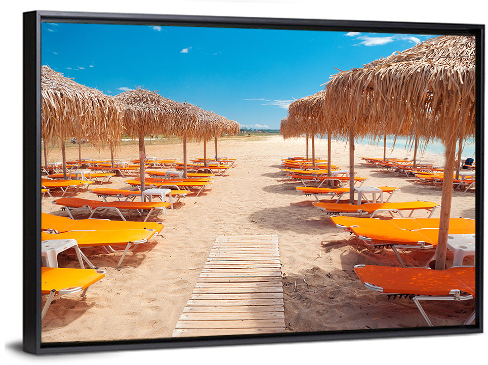 Beach Boardwalk with Orange Loungers Wall Art