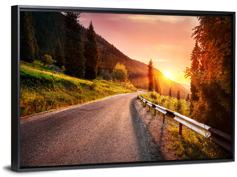 Golden Hour Mountain Road Wall Art