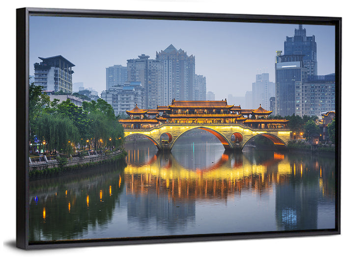 Anshun Bridge at Twilight Wall Art as a framed canvas