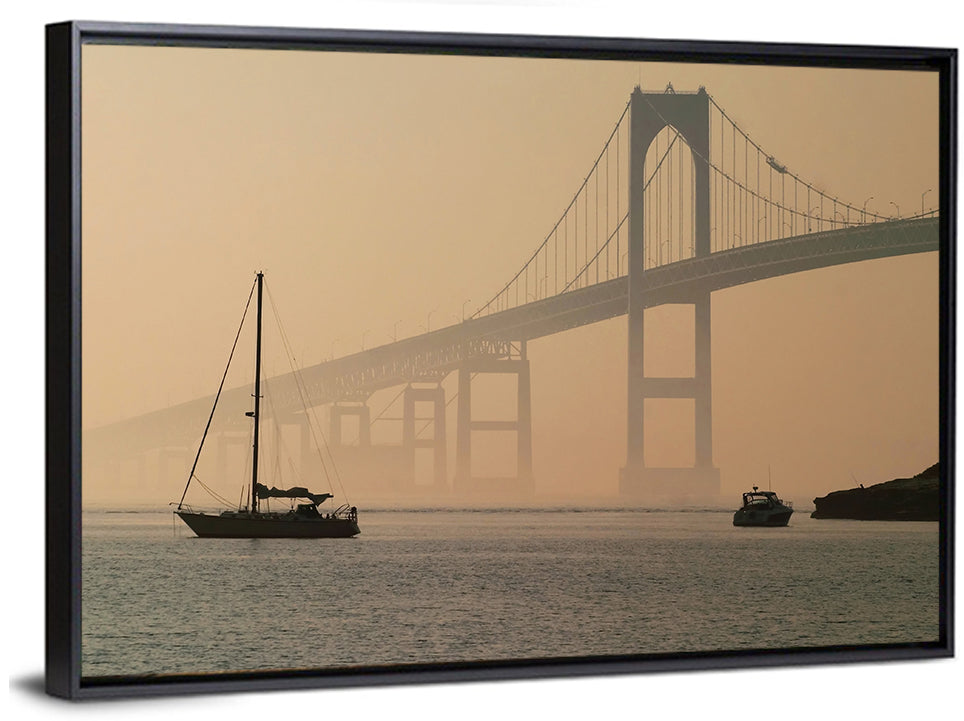 Newport Bridge in Golden Haze Wall Art