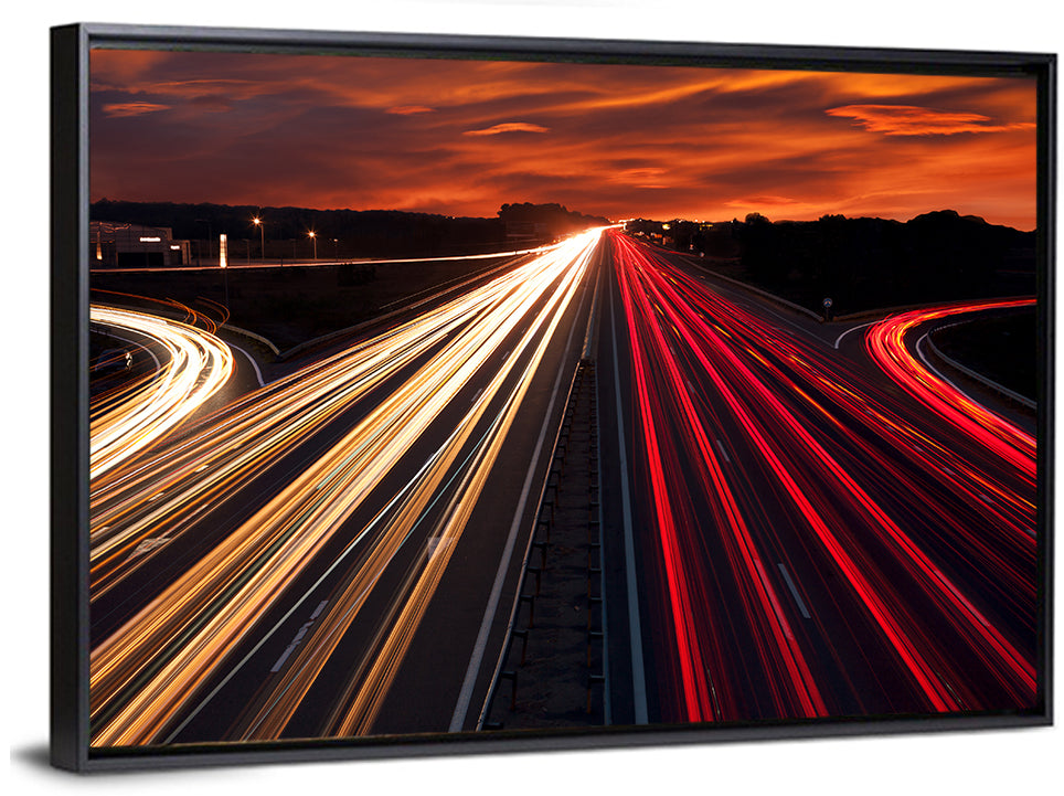 Sunset Highway Light Trails Wall Art