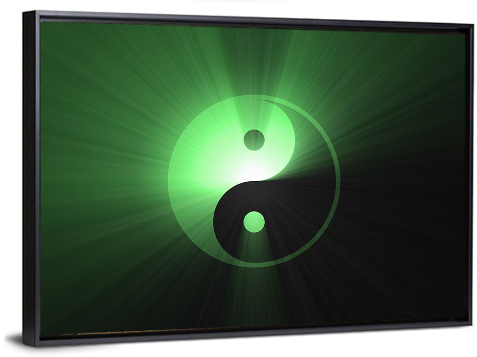 Green Glowing Yin Yang Wall Art