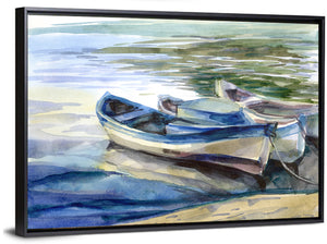Watercolour Lake Boats Wall Art