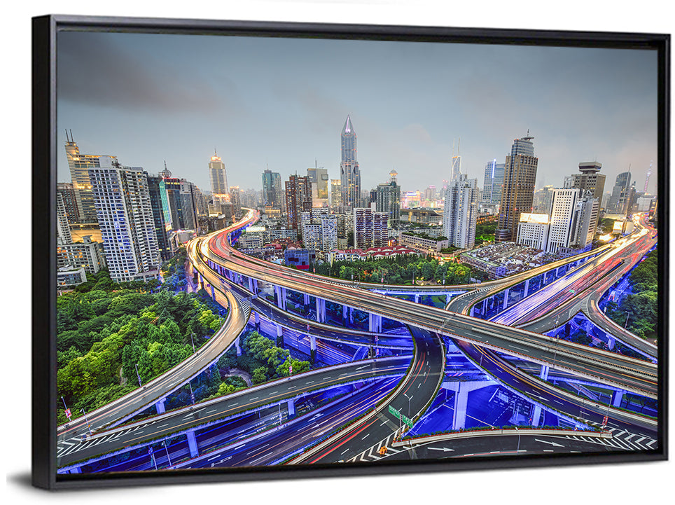 Shanghai Dusk Interchange Cityscape Wall Art