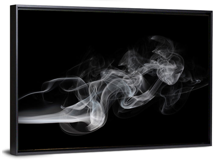 Swirling Smoke on Black Wall Art as a framed canvas