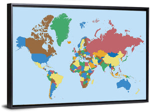 Colored World Map Wall Art
