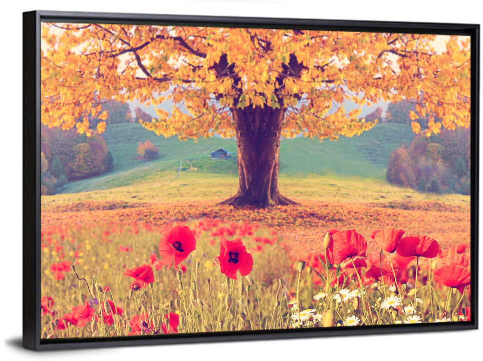Big Tree & Poppy Floral Wall Art