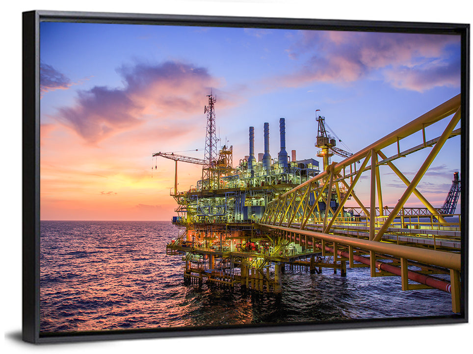 Golden Hour Offshore Oil Rig Wall Art