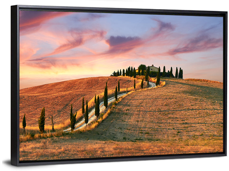 Tuscan Hilltop Road at Dusk Wall Art