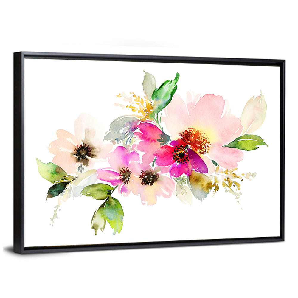 Delicate Pink Floral Watercolor Wall Art
