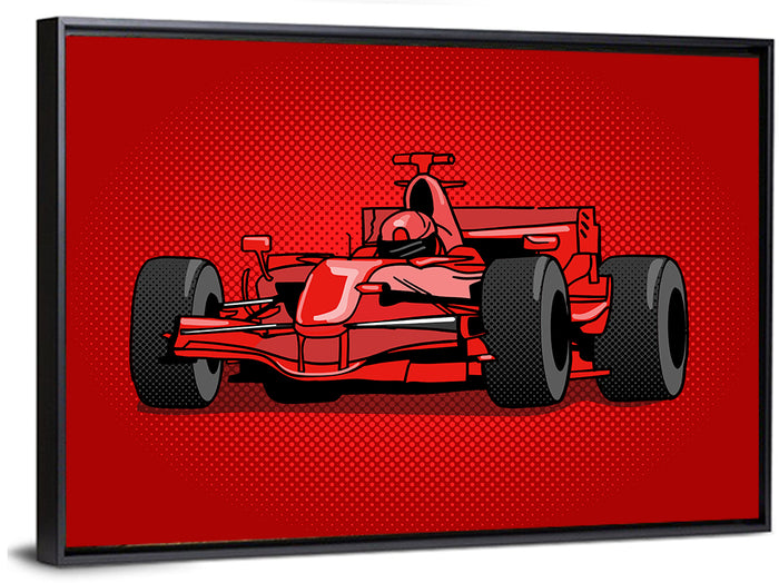 Formula One Race Car Illustration Wall Art as a framed canvas