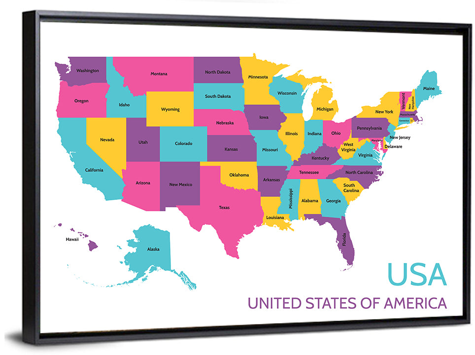 USA Detailed Map Wall Art