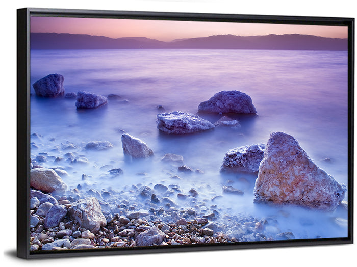 Dead Sea Salt Rocks at Dawn Wall Art as a framed canvas