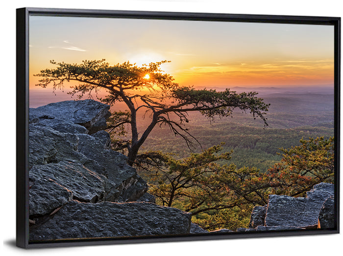 Cheaha State Park Sunset Over Pulpit Rock Wall Art as a framed canvas