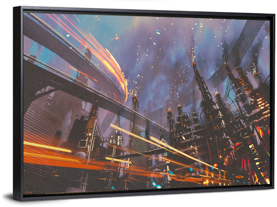 Futuristic Industrial Cityscape Wall Art