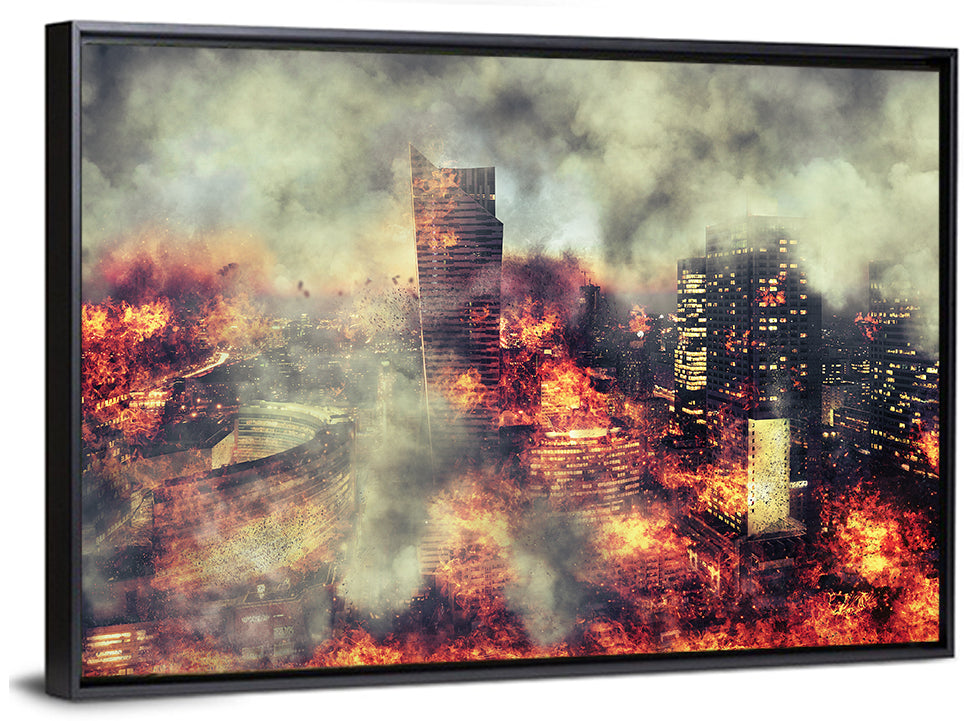 Burning City Abstract Wall Art