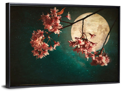 Sakura Flowers & Moon Wall Art