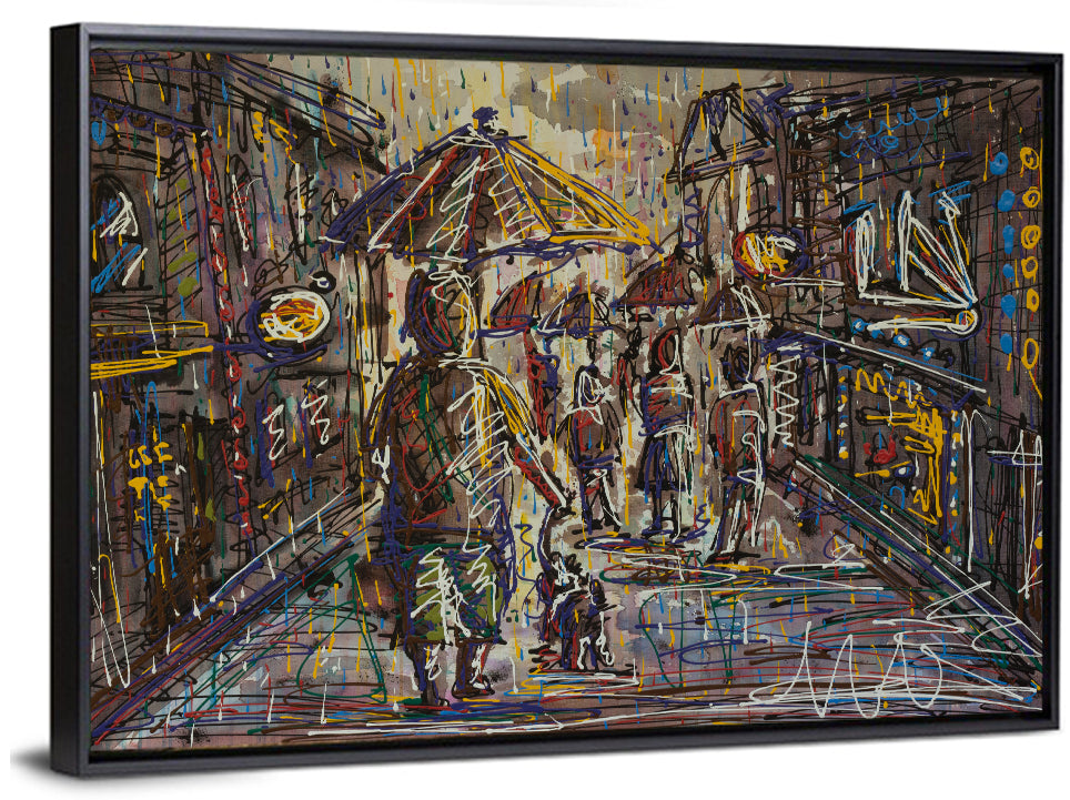 Rainy City Street Wall Art