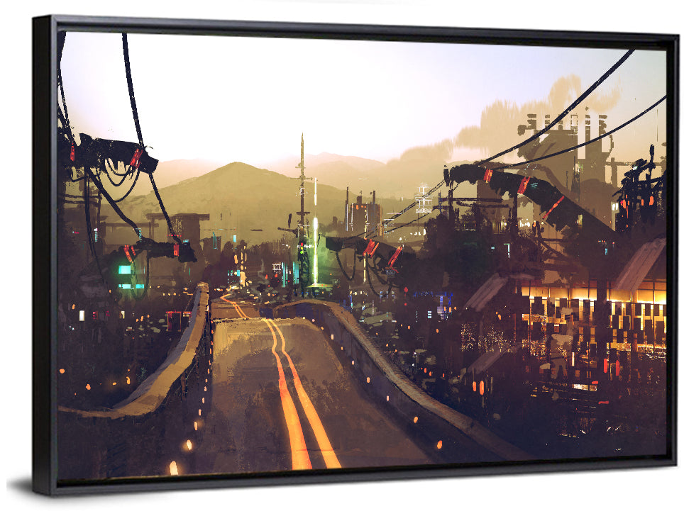 Futuristic Highway at Dusk Wall Art