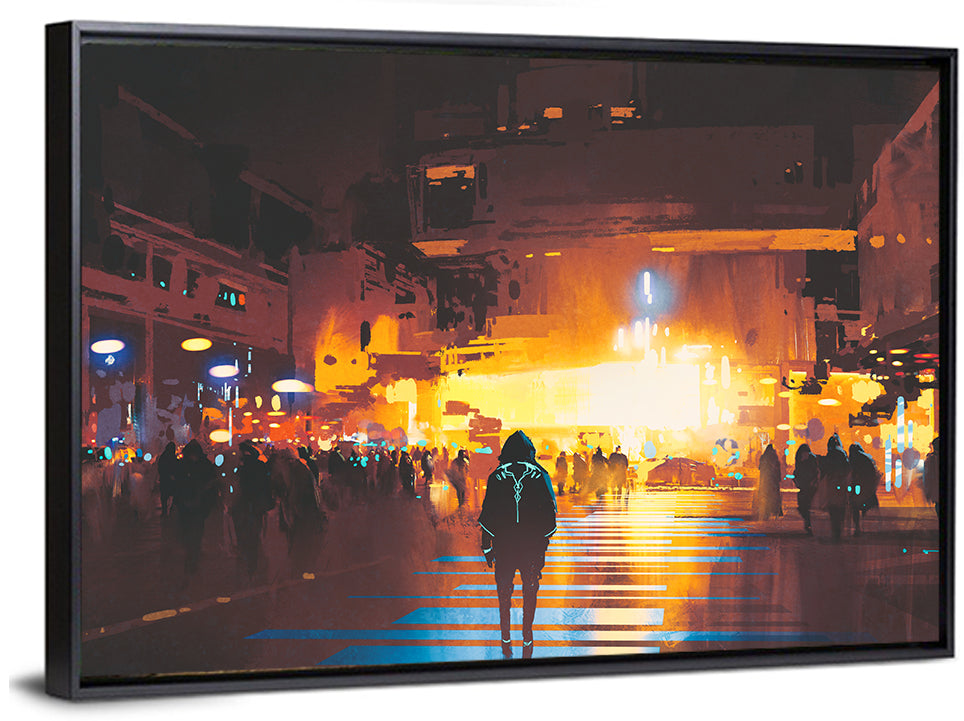 Futuristic Neon Cityscape Wall Art