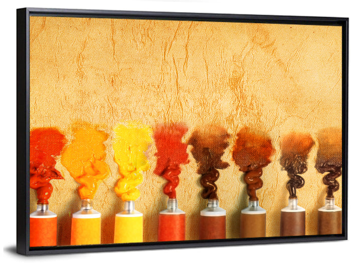 Impasto Paint Tubes Wall Art as a framed canvas
