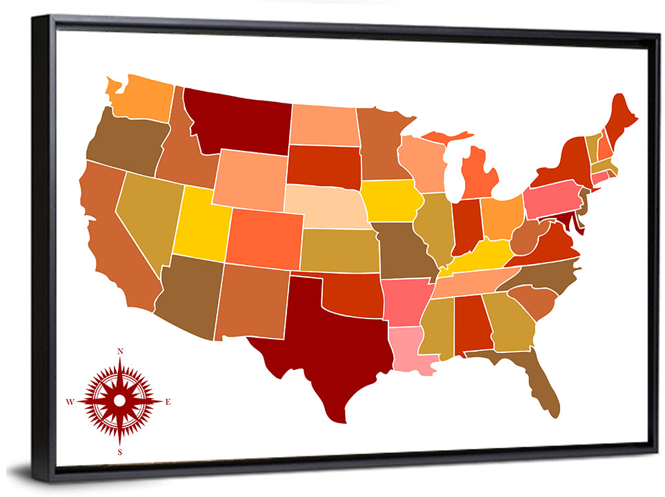 Stylized United States Map Wall Art