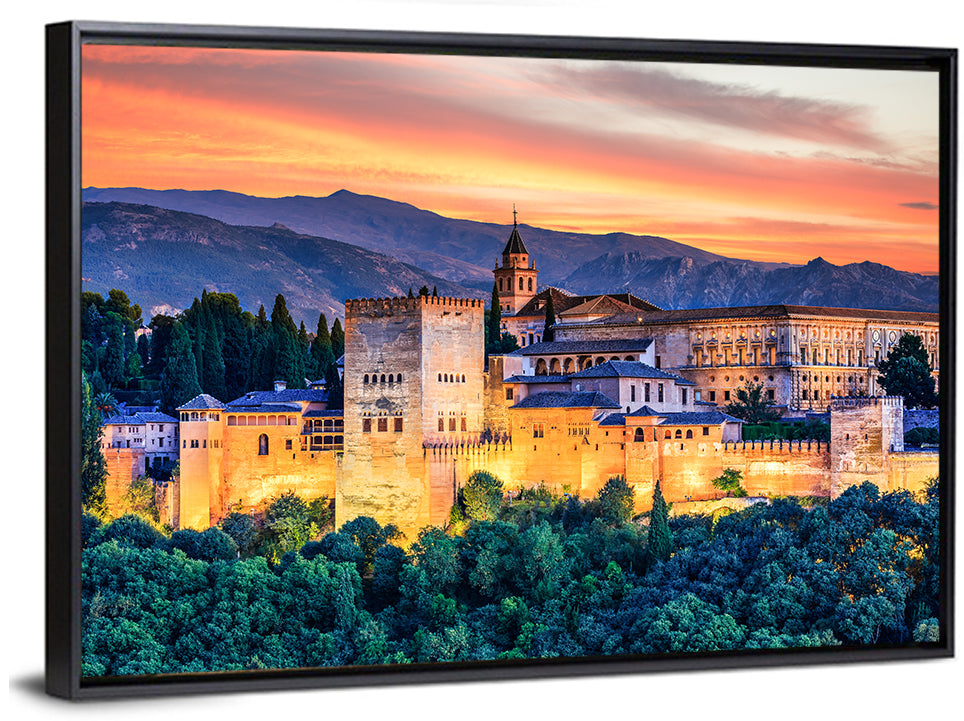 Alhambra Fortress at Golden Sunset Wall Art