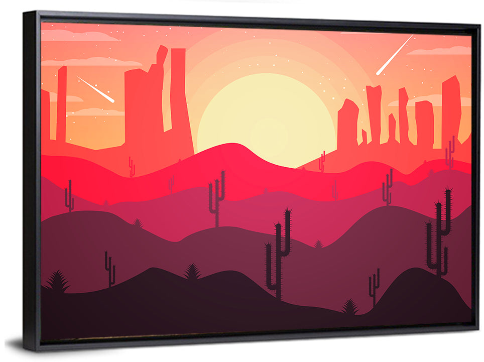 Sunset Desert Cacti Wall Art
