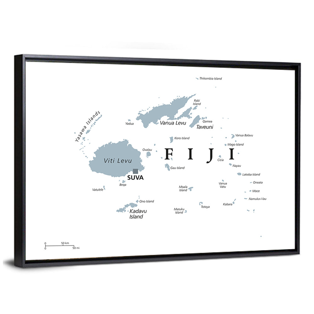 Fiji Islands Political Map Wall Art