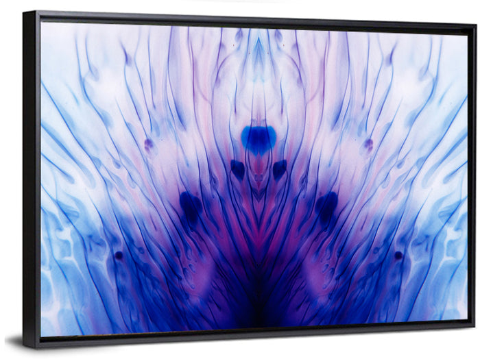Mirrored Ink Splotch Abstract Wall Art as a framed canvas