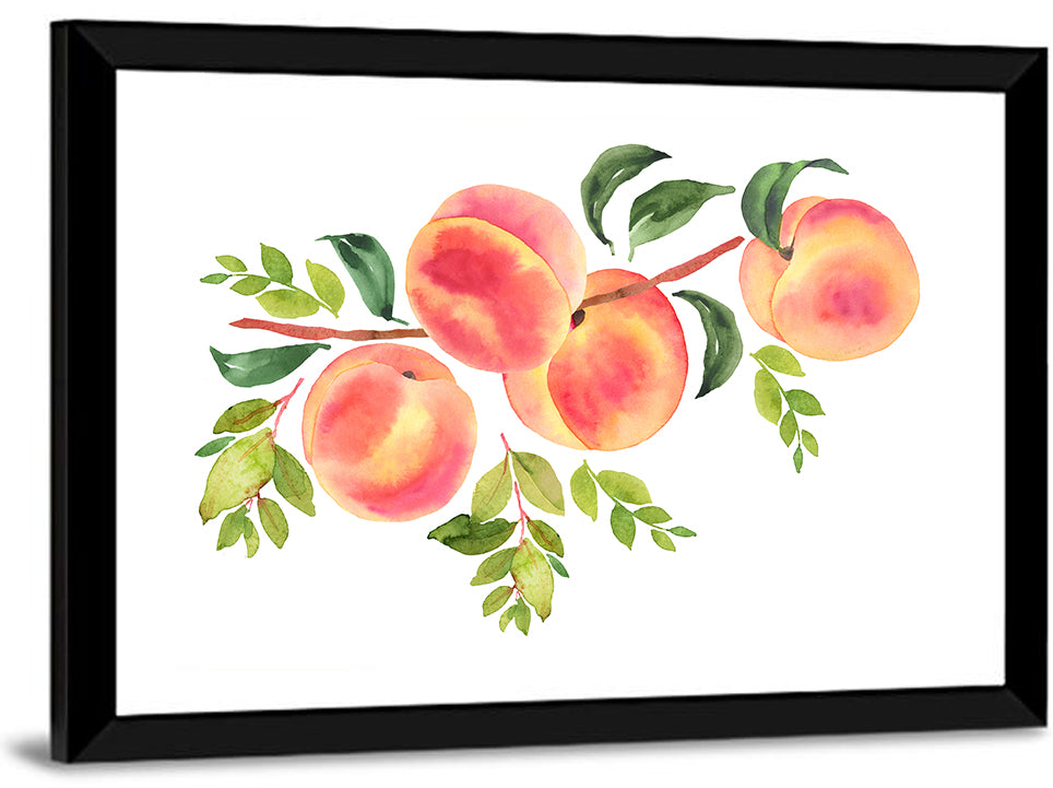 Watercolor Peach Branch Wall Art
