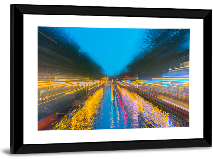 Canal Reflections at Night Wall Art as a framed print
