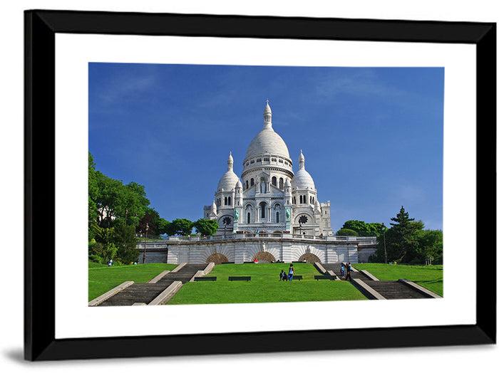 Sacre Coeur Basilica Steps, Paris Wall Art as a framed print