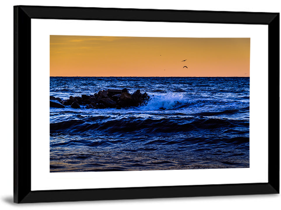 Marmara Sea Waves at Sunset Wall Art