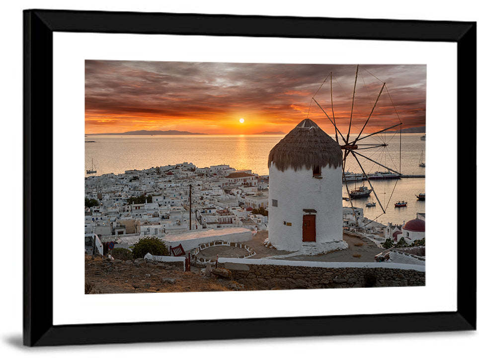 Mykonos Town Sunset Wall Art