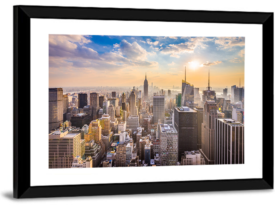New York City Skyline at Golden Hour Wall Art