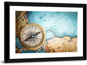 Retro Compass & Map Wall Art
