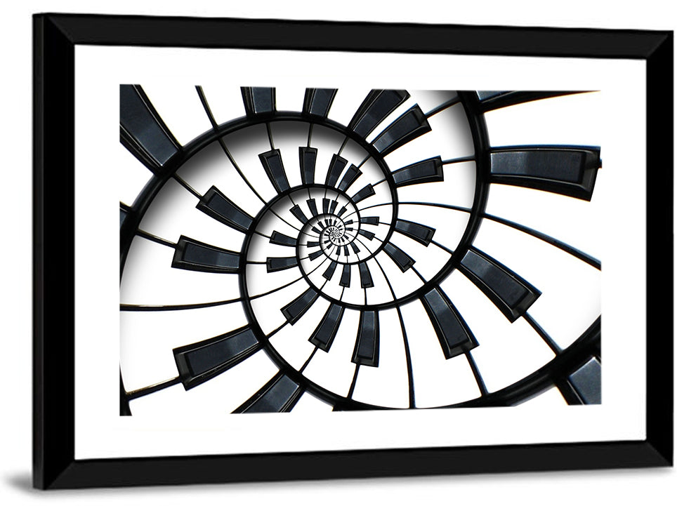 Recursive Spiral Piano Keys Wall Art