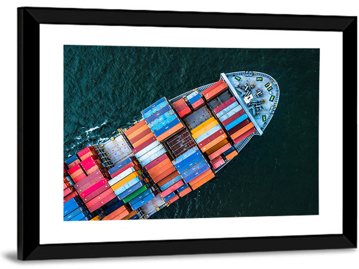 Container Ship Aerial View Wall Art as a framed print