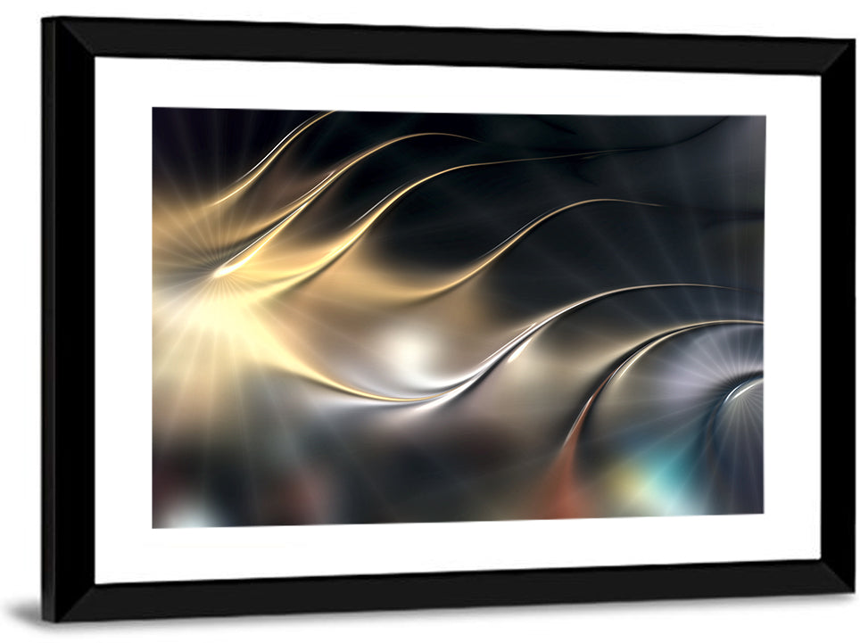 Luminous Metallic Wave Wall Art