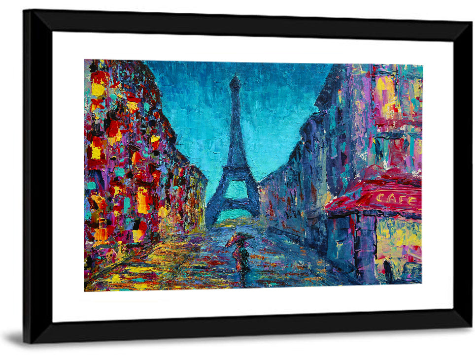Rainy Paris Street with Eiffel Tower Wall Art