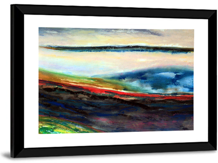 Moody Horizon Stripe Abstract Landscape Wall Art as a framed print